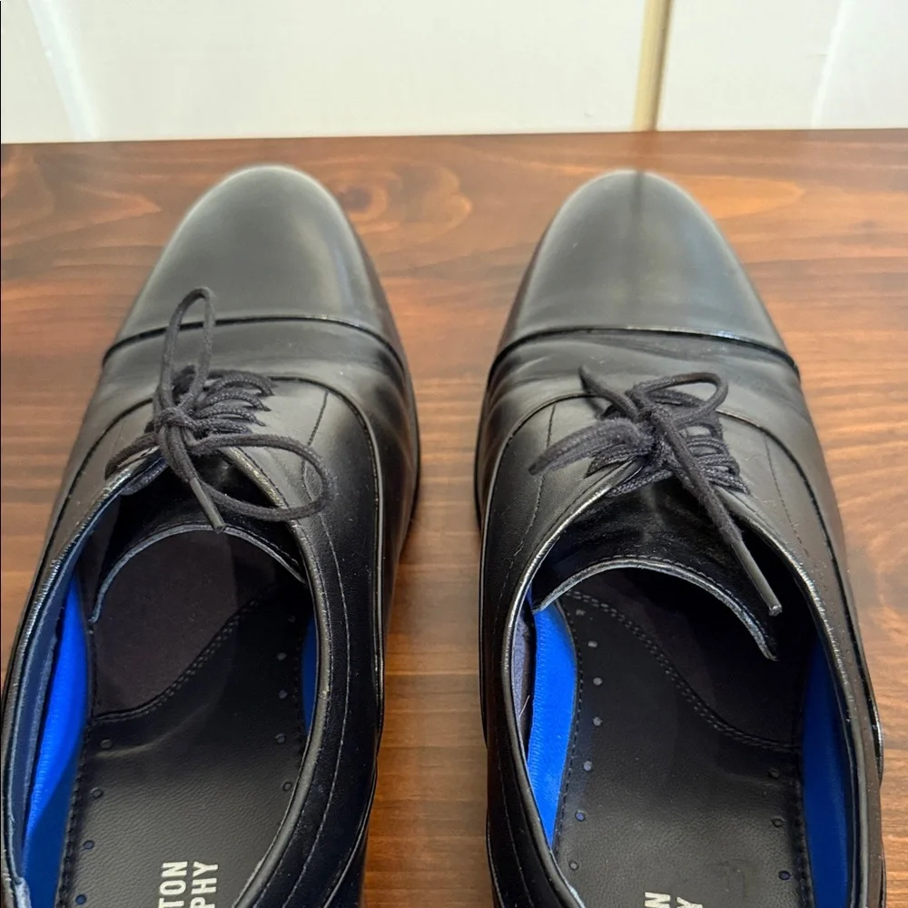Johnston & Murphy Black Leather Cap Toe Oxford Dress Shoes Classic Mens